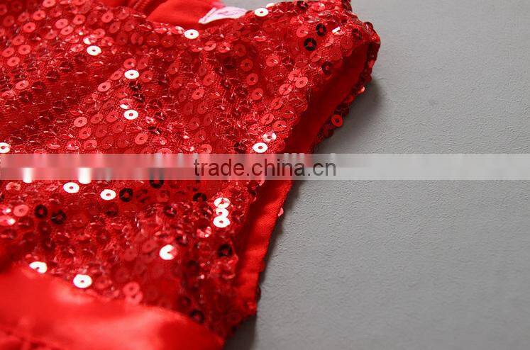Newest Christmas Red Tulle Sequin Frocks Baby Girls Red Dresses