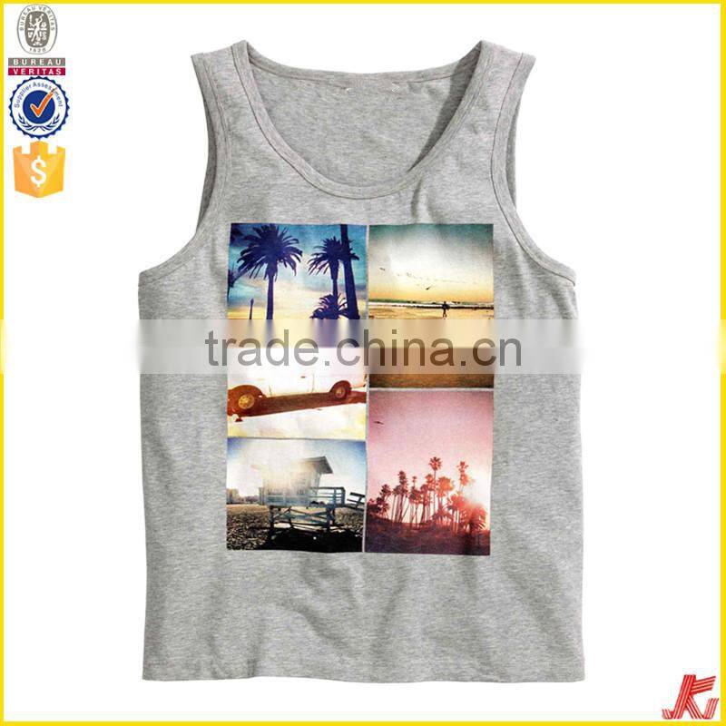 100% polyester mens wholesale printed tank tops men in bulk