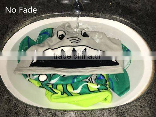 Cute Blue Beach Pool Microfiber Hooded Poncho Towel for Boys