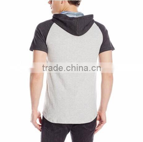 hot-selling custom spandex/cotton two color men's short sleeve hoodie