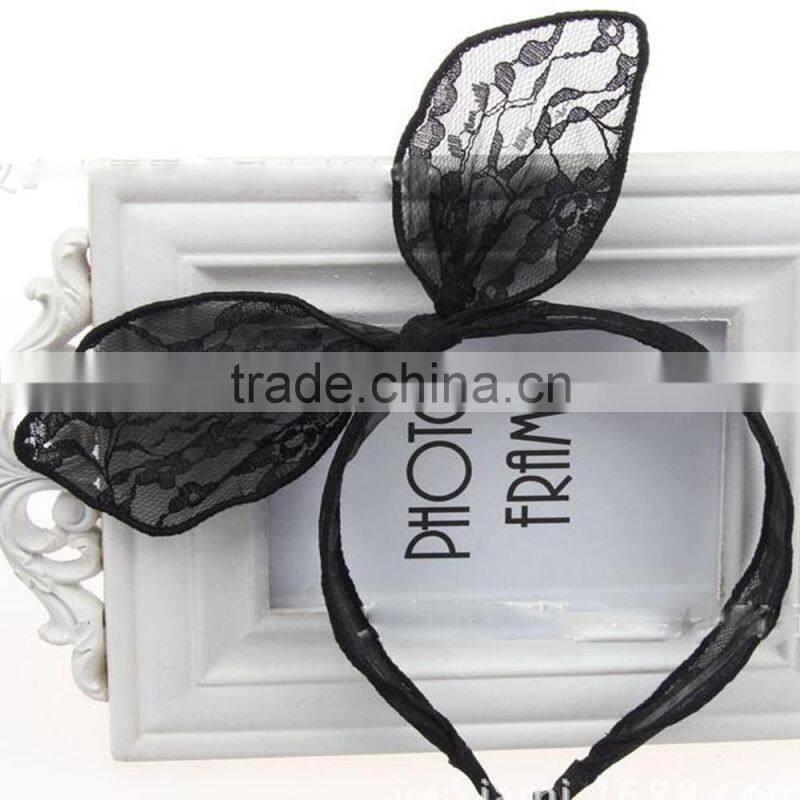 Black Lace Bow Rabbit Ear Hair Bands