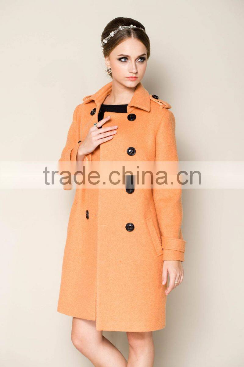 2015 latest plain high end long style women's winter warm long coat jacket