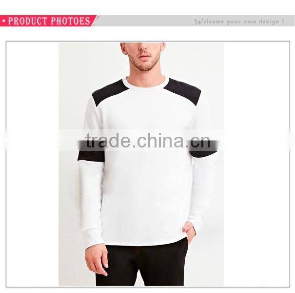 High Quality Black White Colorblocked Cotton-Blend Mens Collar Sweatshirt