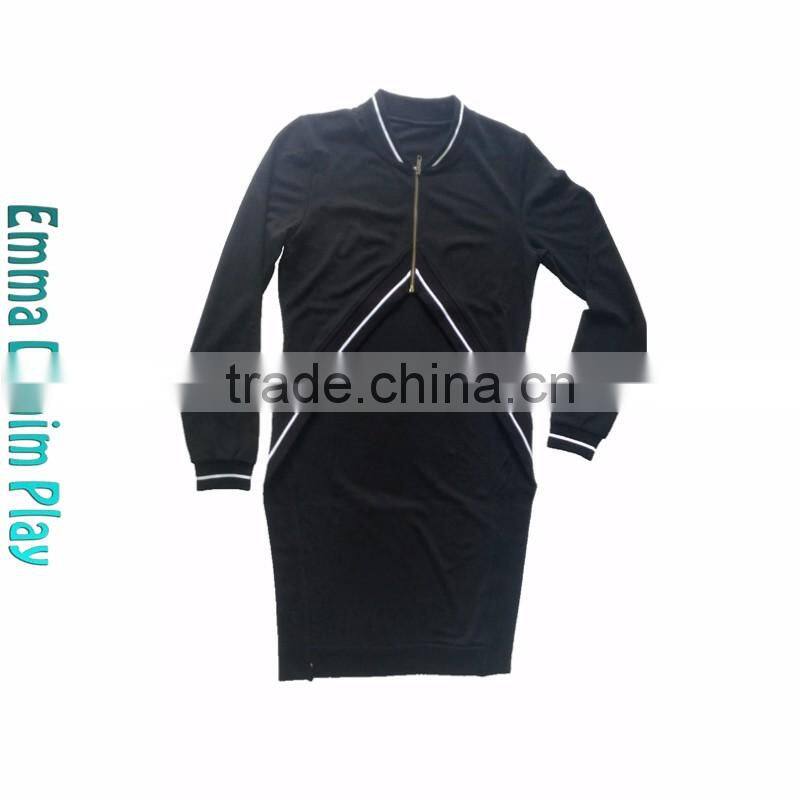 Customized Two Tone Trimming Longline Urban Bomber Jackets for Ladies