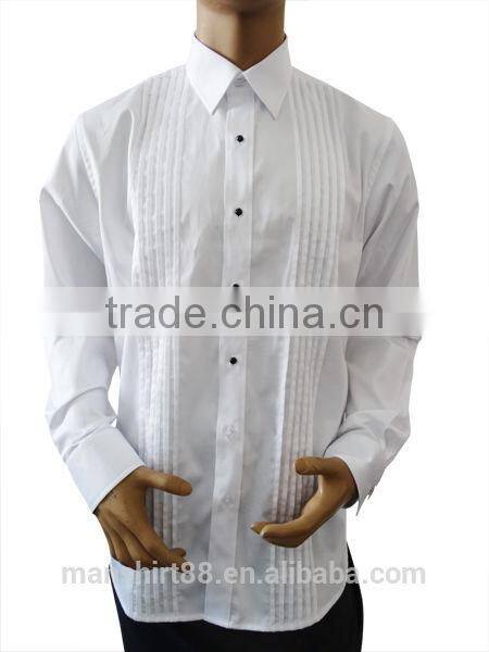 custom design front pleats tuxedo shirt