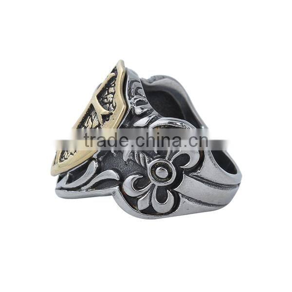 Custom Gold Tone Antique Gold Antique Silver Shield Cross Copper Unadjustable Rings