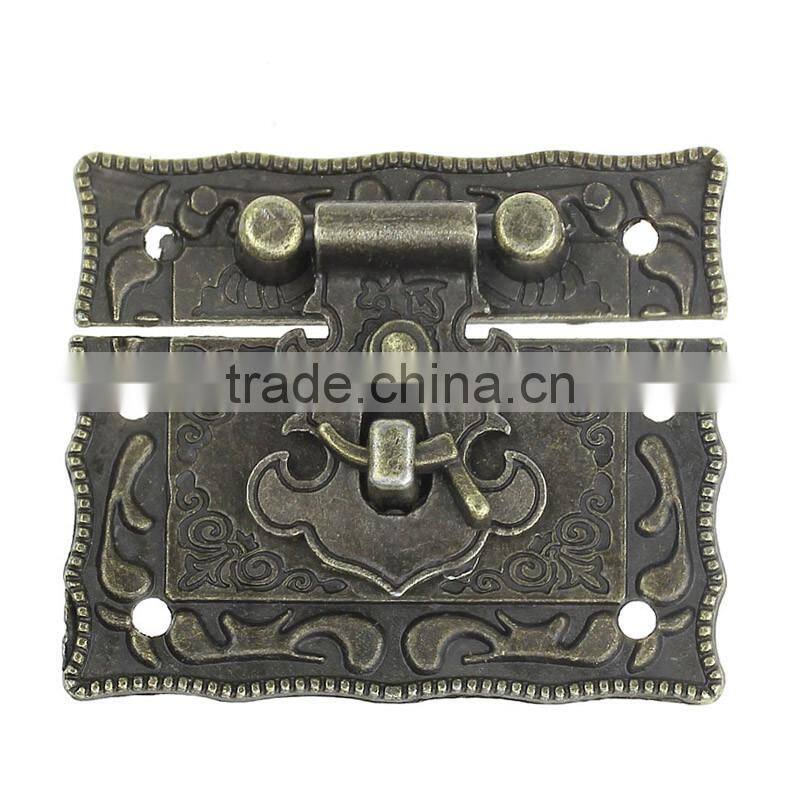 Antique Bronze Pattern Carved Jewelry Box Hasp Latch Lock Decorative Hasp