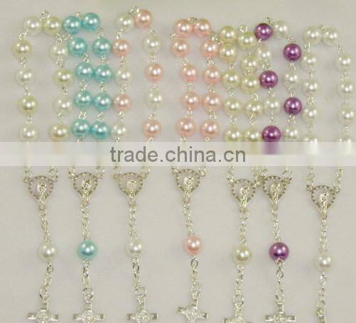 high quality assorted colors beaded rosary necklace