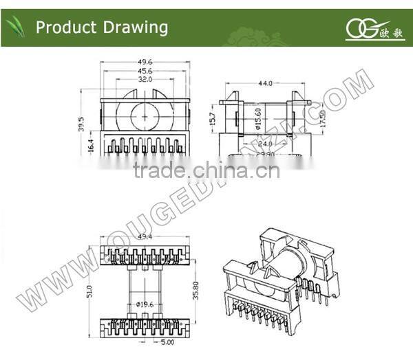 ETD44 horizontal bobbin pin9+9 220v 36v transformer bobbin