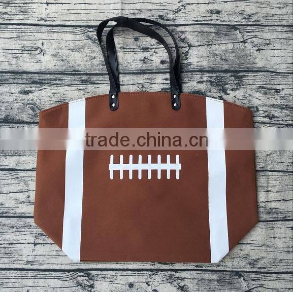 wholesale canvas women basketball ball tote bags with leather handles