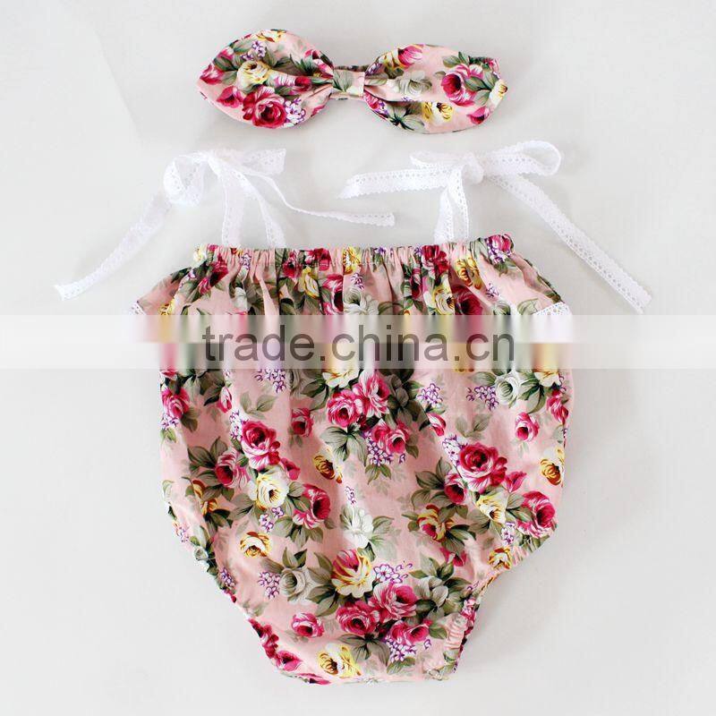 Off Shoulder Baby Girls Romper Kids Rose Flower Outfit Jumpsuit M7061301