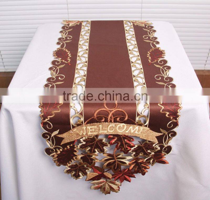 nice embroidery designs maple leaf table runner for decoration