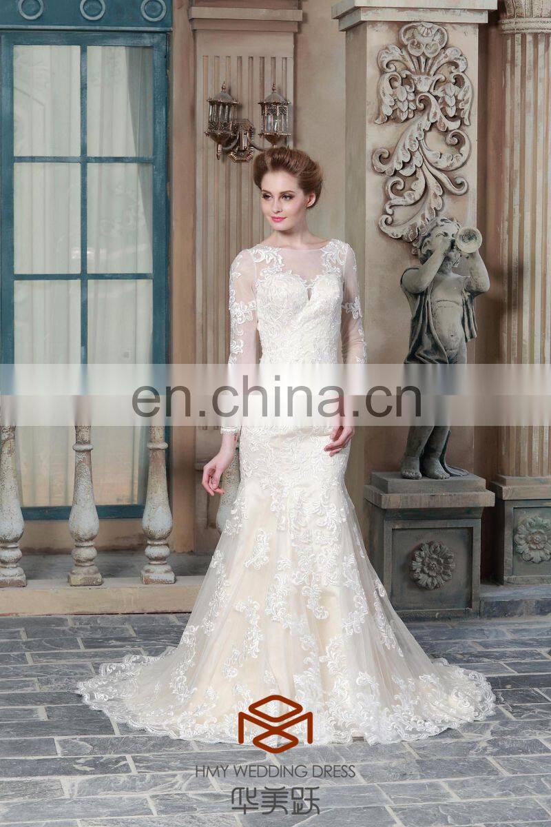 long sleeve wedding dress 2017 Mermaid Lace Applique weetheart neckline Wedding Dresses
