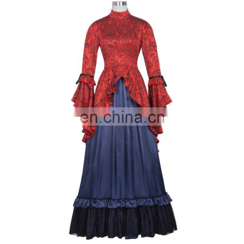 Belle Poque Retro Vintage Steampunk Victorian Edwardian Downton Abbey Long Maxi Dress BP000365-1