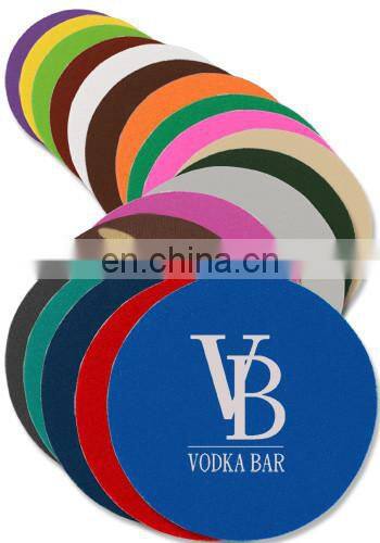 Custom polyester fabric recycled rubber drink coaster with rubber bottom