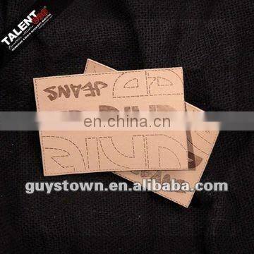 custom private brand name logo PU leather label for garment