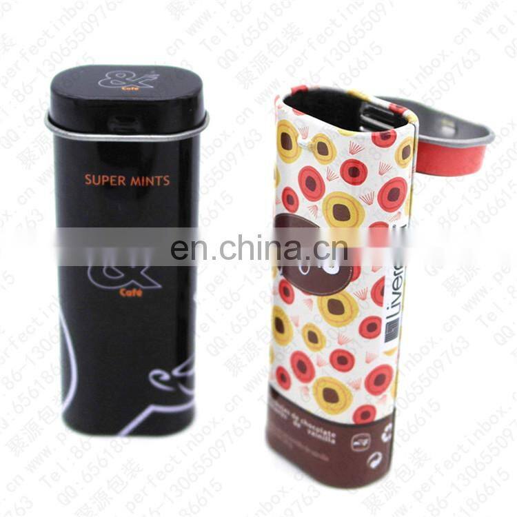 High quality small mint metal tin box can for candy packaging with hinged lid wholesale