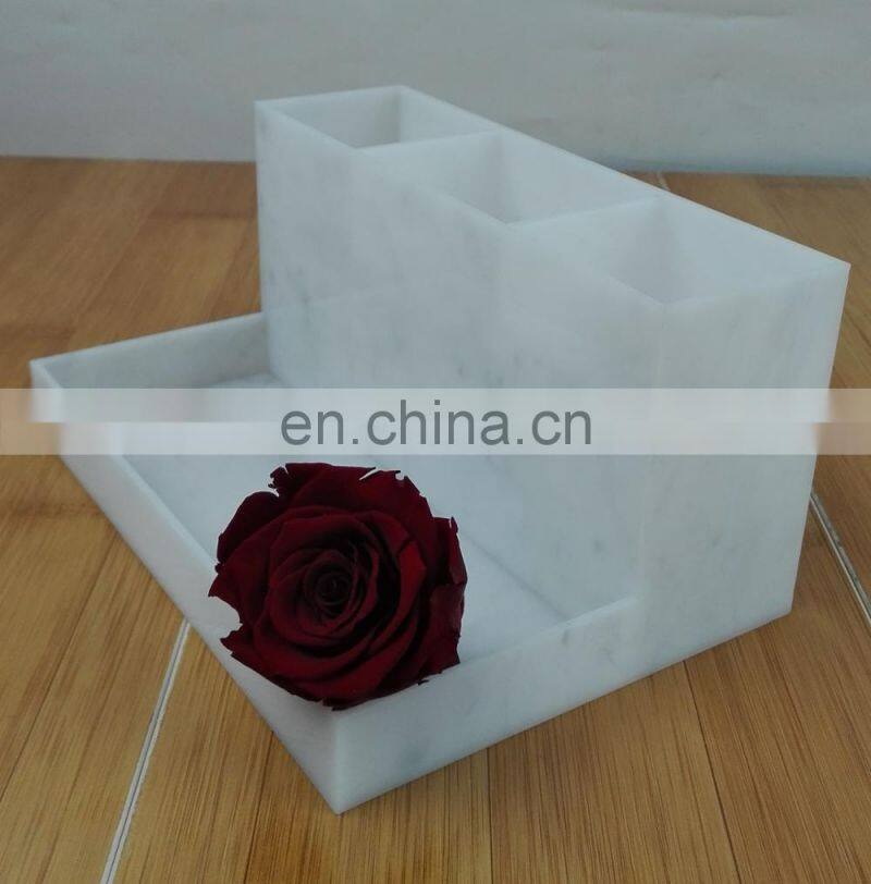 Marble acrylic makeup storage case ,lucite cosmetic organizer box