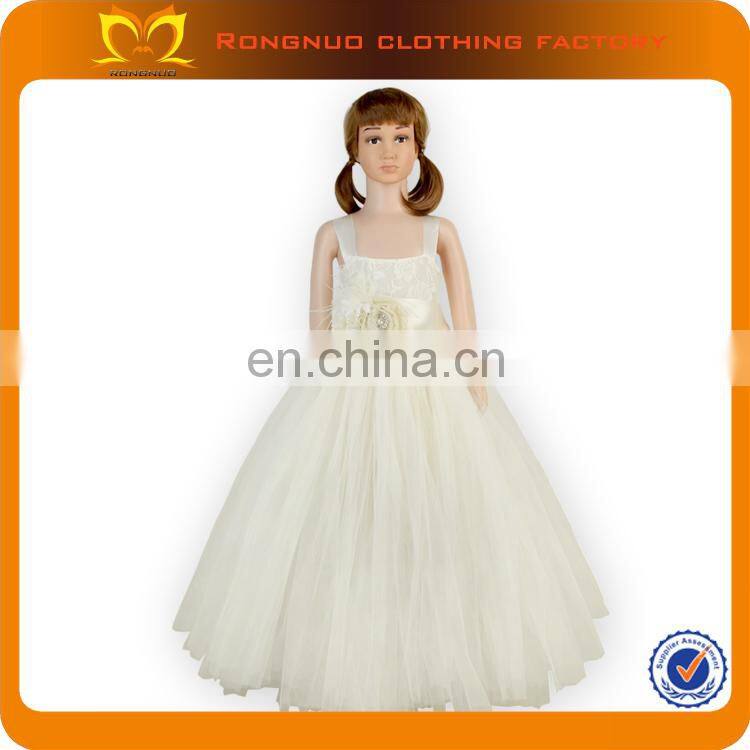 Newest Girls Floor Length Pattern Wedding Gowns Fancy Kids Casual Tulle Ball Gowns Children Boutique Wedding Dresses