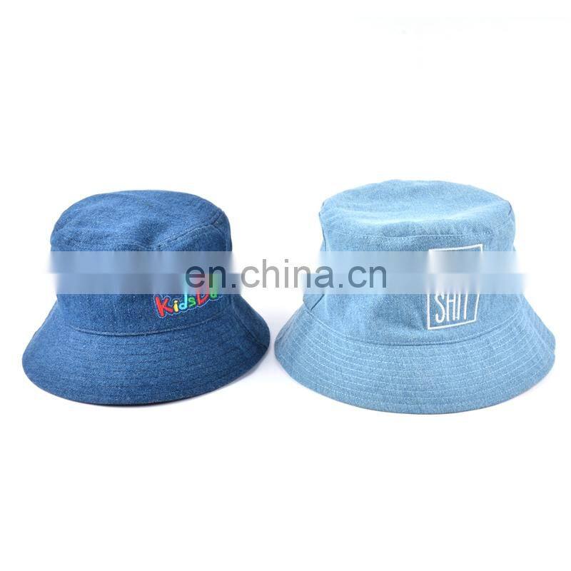 Summer denim blank reversible custom made bucket hat