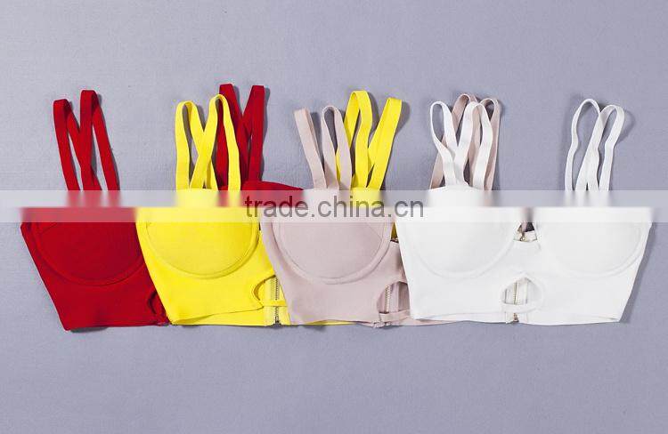 Jenny Fashion Wholesale 2016 New White Beige Red Yellow Sey Cute Women Strap Bandage Bustier Crop Tops