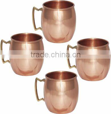 Shiny Finish Copper Beer Mug With Beautiful Brass Handle