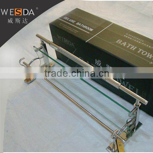 High Quality Bathroom Decorative Glass Wall Shelf With Tower Bar C021