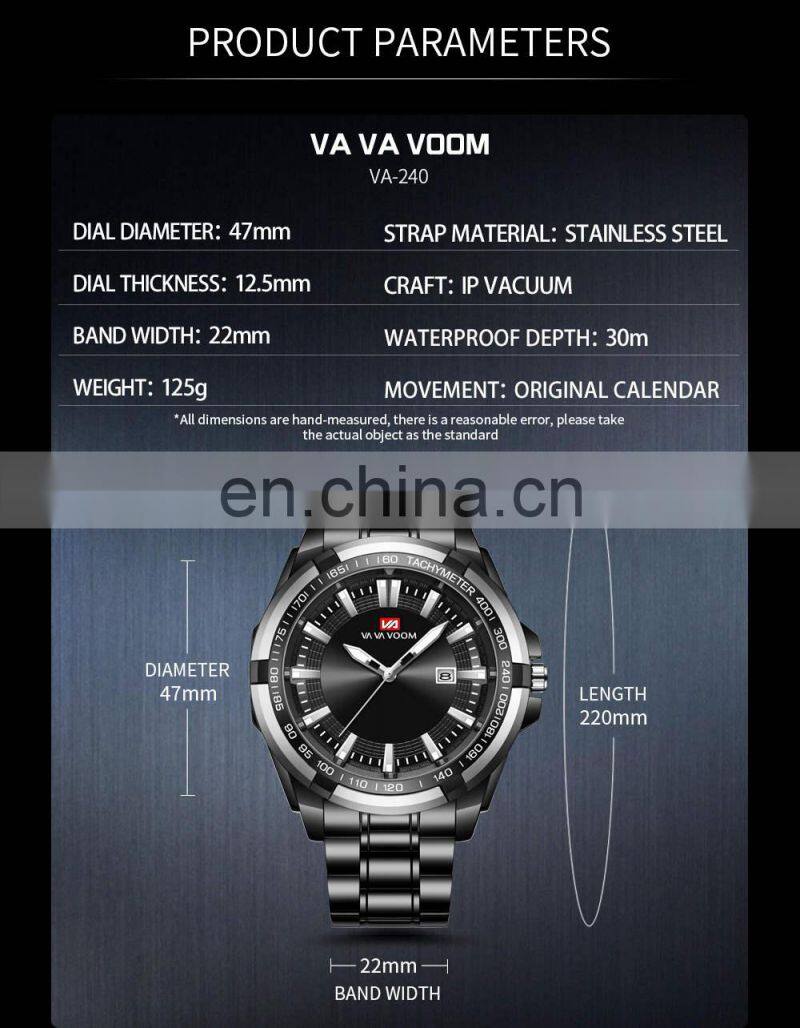 VA VA VOOM 2401 Mens Quartz Watch Leisure Fashion sport waterproof Luxury Men Watch