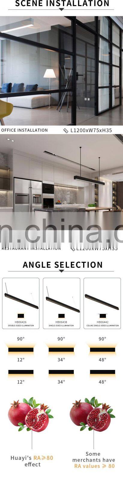 HUAYI Factory Wholesales Suspended Trimless Linear Light Shapes Led Linear Light 1200mm 1500mm 4ft 8ft Led Shop Light Fixtures