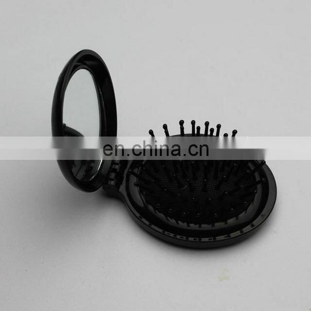 Customized Mini Pocket Size Oval Shaped Foldable Hair Brush with Mirror