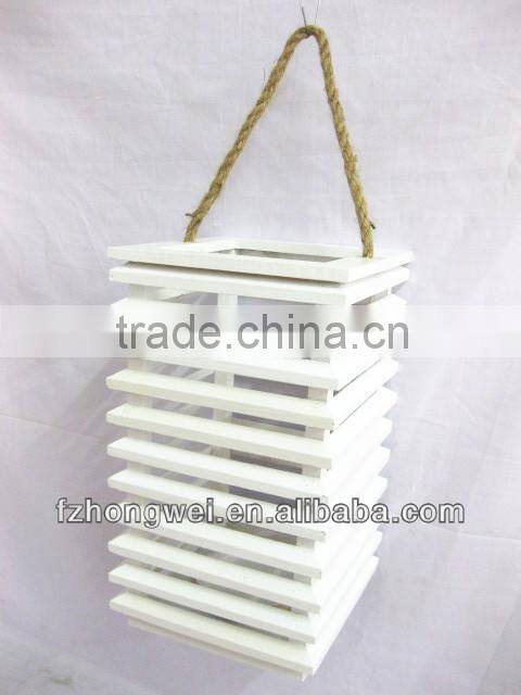 Hongwei Handmade Beautiful Wooden Lantern/Candle Lantern/Candle Holder with Hemp Rope Handle for Home&Garden Decor,Eco-Friendly