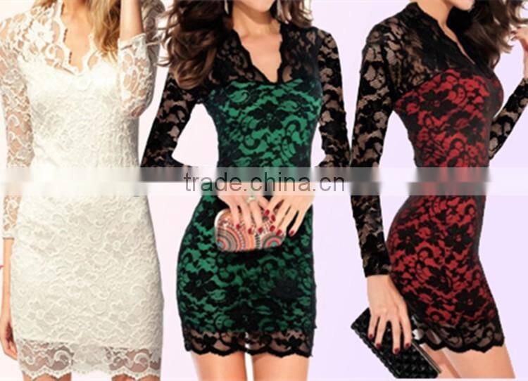 V Collar Fashion Dress Sexy Slim Evening Dress Sex Prom Dress