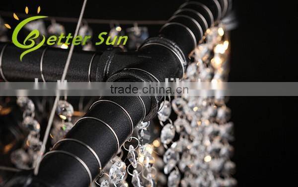 Industrial Style Crystal Water Pipe Pendant Light Fixture for Bar