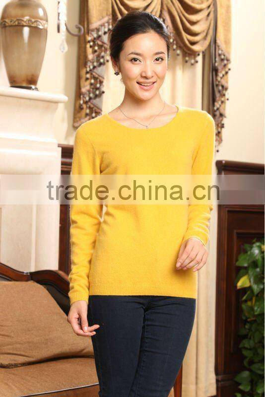 100% cashmere women's crewneck basic sweater