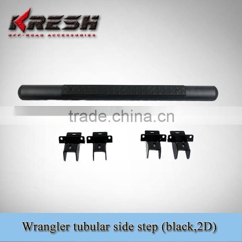 Hot sale chrome and black Wrangler jk tubular black 2 door side step for 2007-2015JK