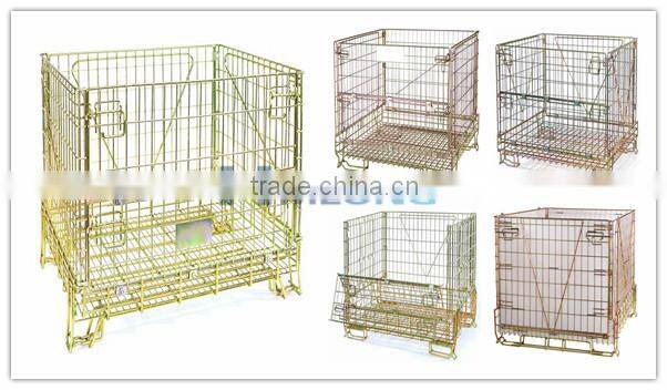 Folding metal steel wire mesh pallet stillage cage box container basket