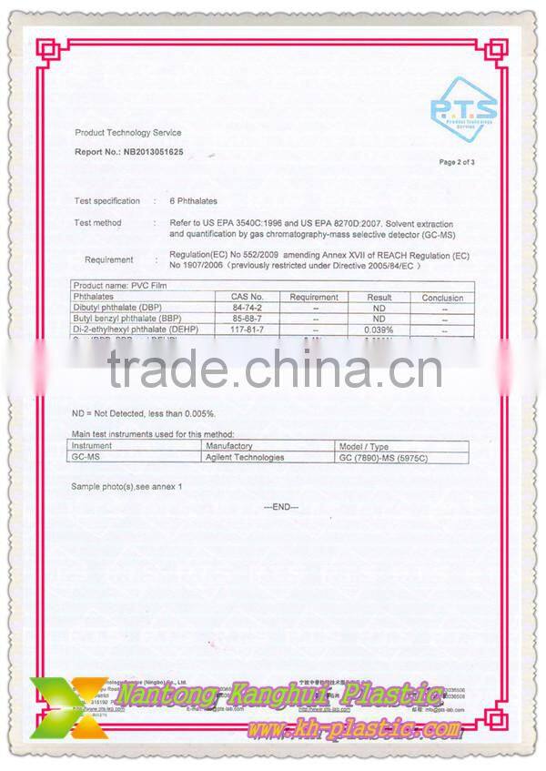 Non phthalate transparent sheet