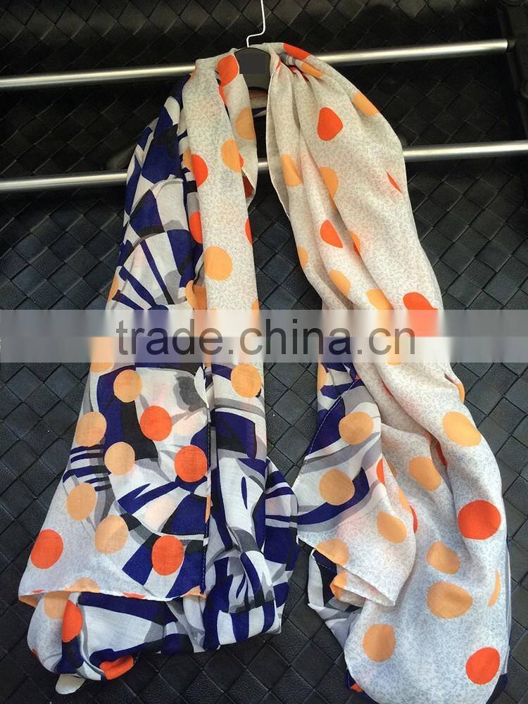 Colorful Polka Dot Pattern Women Ladies Cotton Linen Prayer Shawl