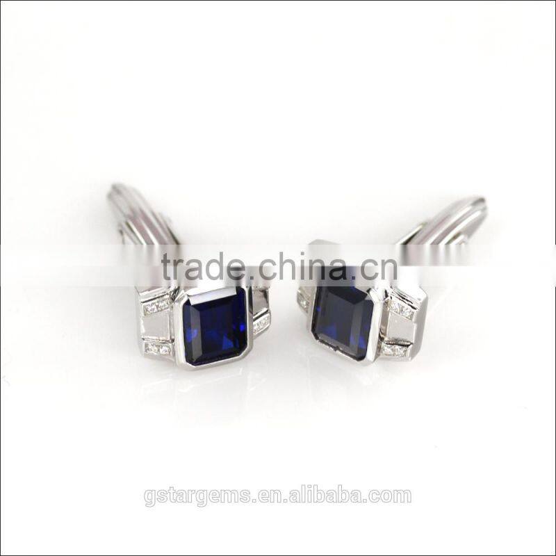 925 sterling silver blue stone synthetic sapphire Jewelry button