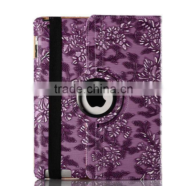 Flower 360 rotate stand leather case For iPad 6