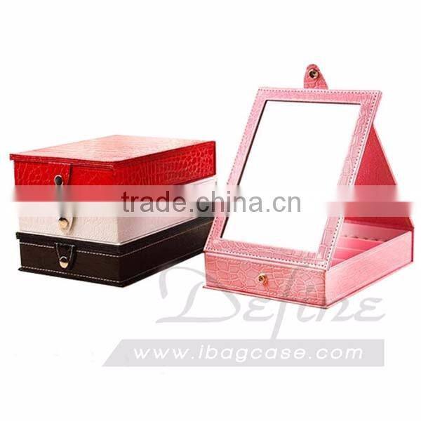 Portable Folding PU Leather Cosmetic Mirror