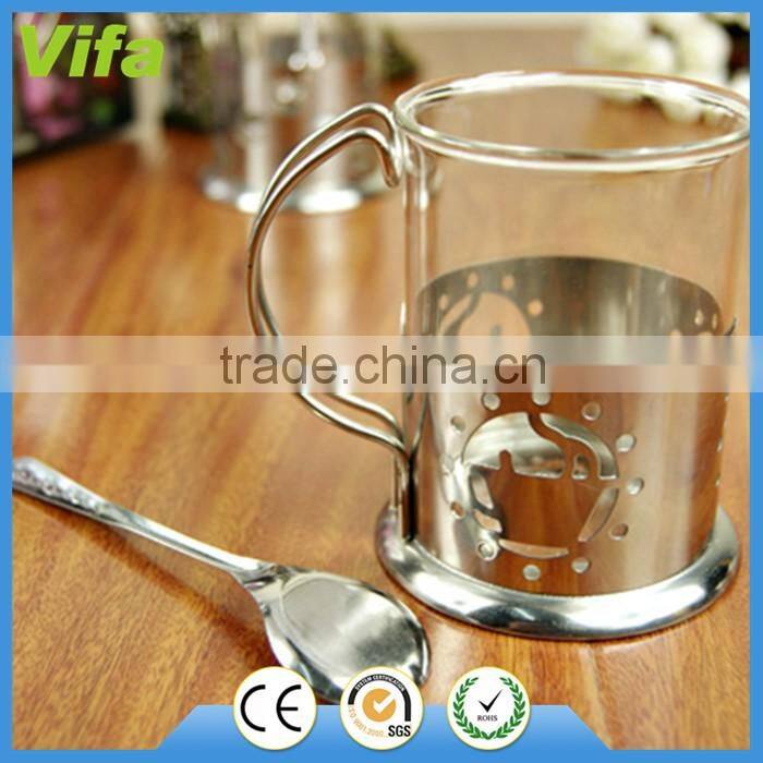 stainless steel pedestal two coffee cups