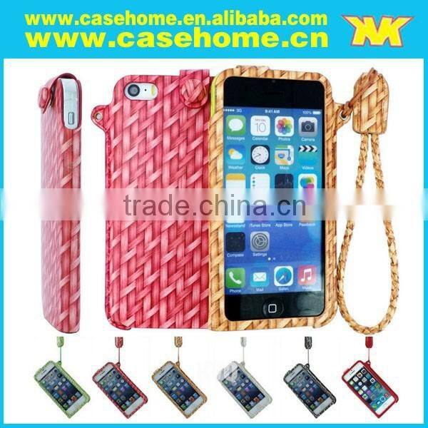 attractive Weave Back Case Cover For Smartphone With Wrist Strap, weaving cases for phone cases