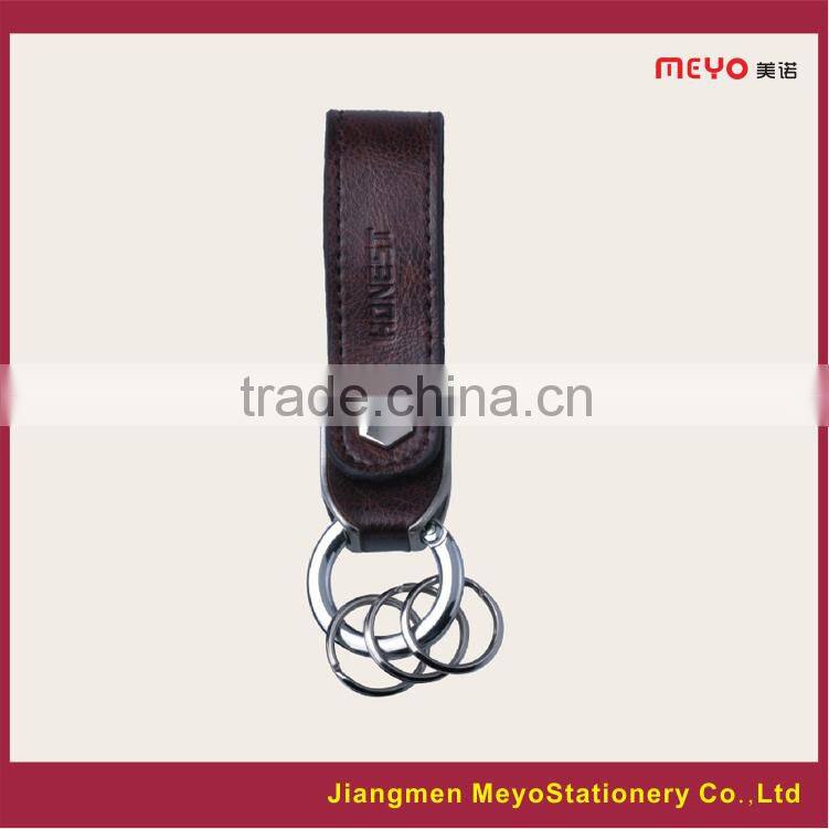 2015 Cheap Promotional Gift Customized Made House Metal Genuine Leather Keychain