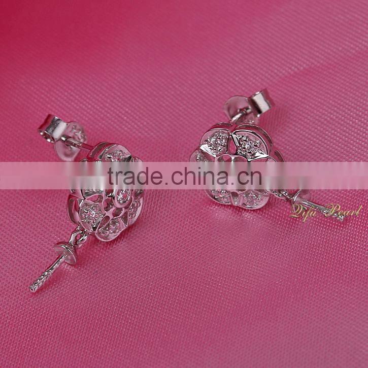 18k Gold Snowflake Shape Wholesale Pearl Earring Settings