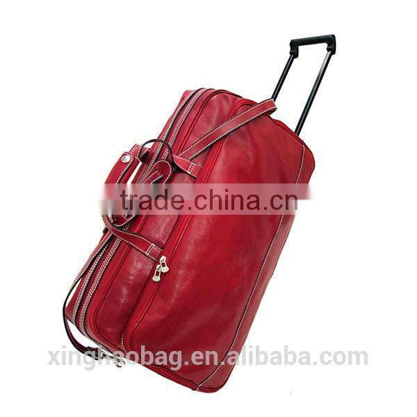 Solid leather trolley luggage bag, fancy luggage bags,korea luggage bag for sale
