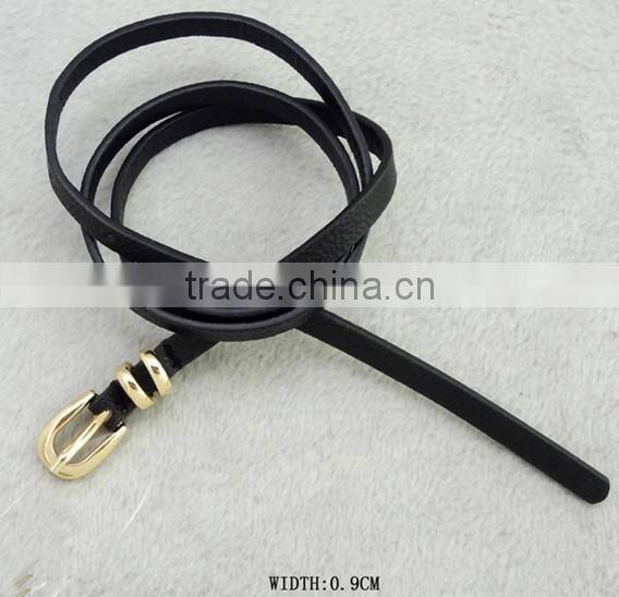 Simple Style Two Metal Gold COlor Keeper PU Belt -- E1541