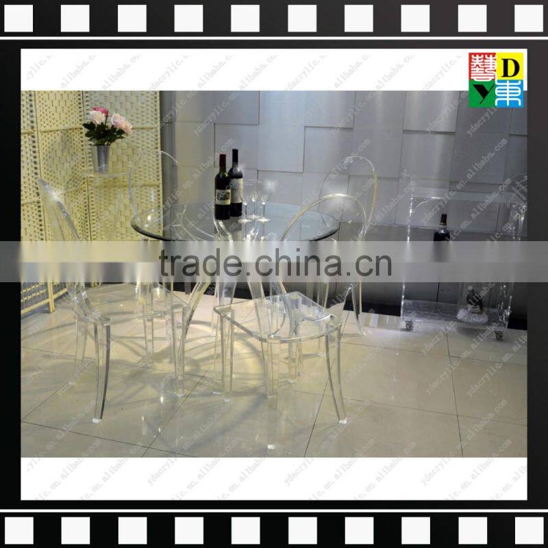 2016 Hot sale popular Transparent/ clear acrylic dining table with 4 chairs for home/ hotel/ restaurant