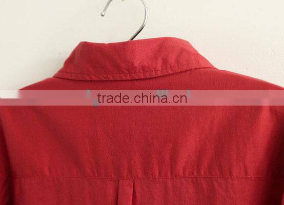 ladies cotton simple top shirt nude color long sleeve blouse