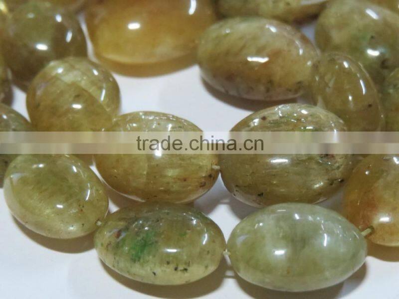RARE Natural Chrysoberyl Cat's Eye oval stone bead necklace
